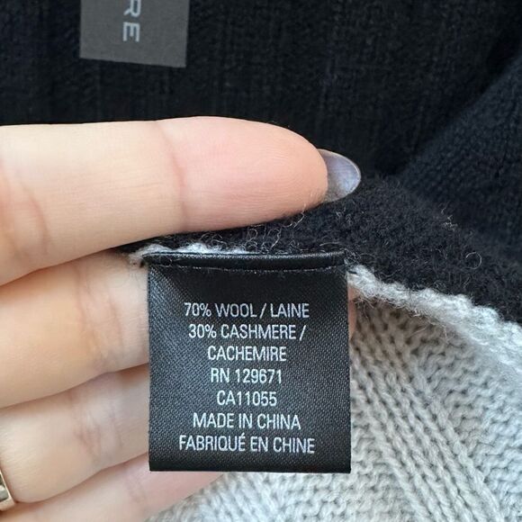 360 CASHMERE Jamie Colorblock Cashmere Blend Sweater Black White, Size S - Picture 7 of 11